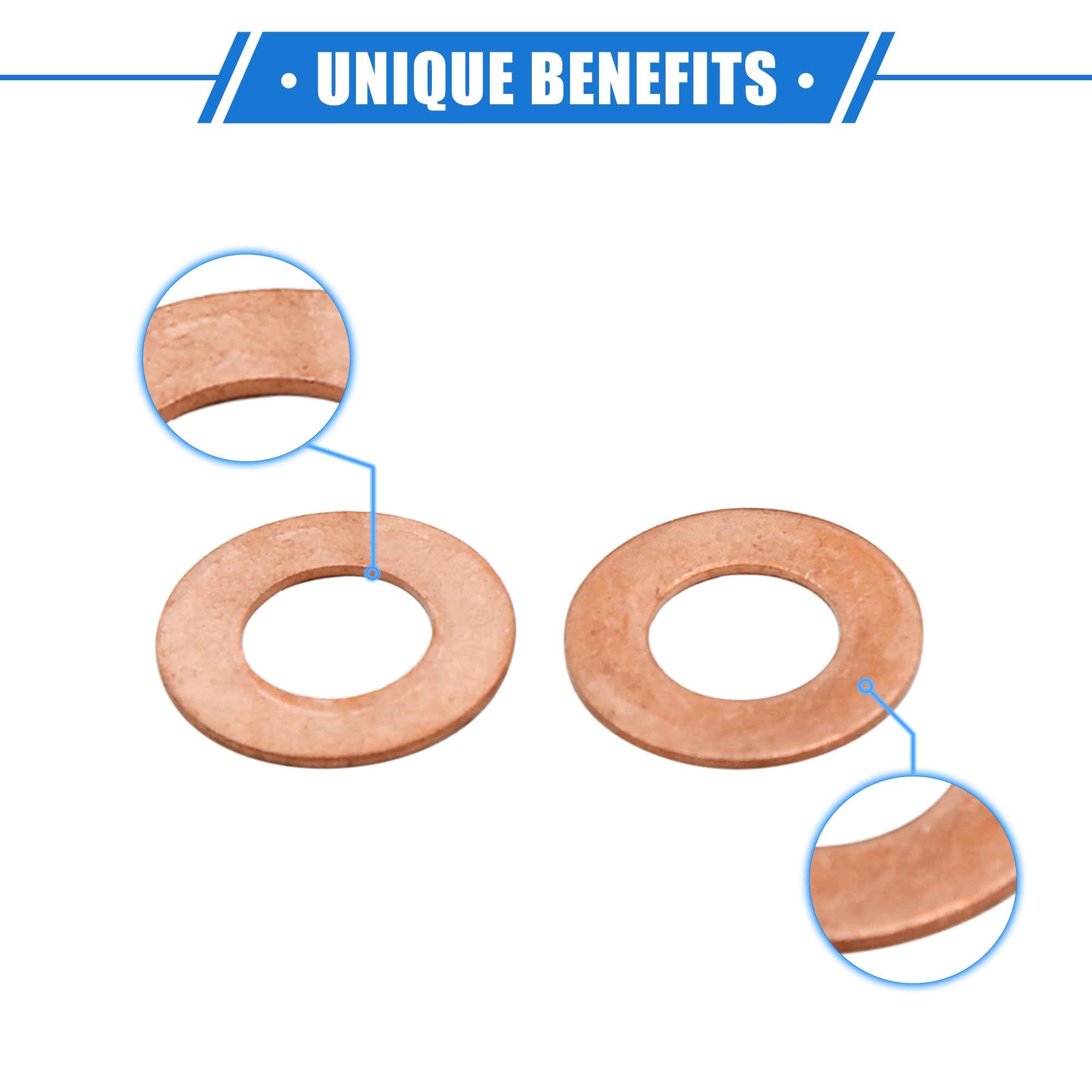 VekAuto 10 Pcs Copper Washer, 12mm Universal for Car Copper Copper Tone, 12*24*1mm - Image 3