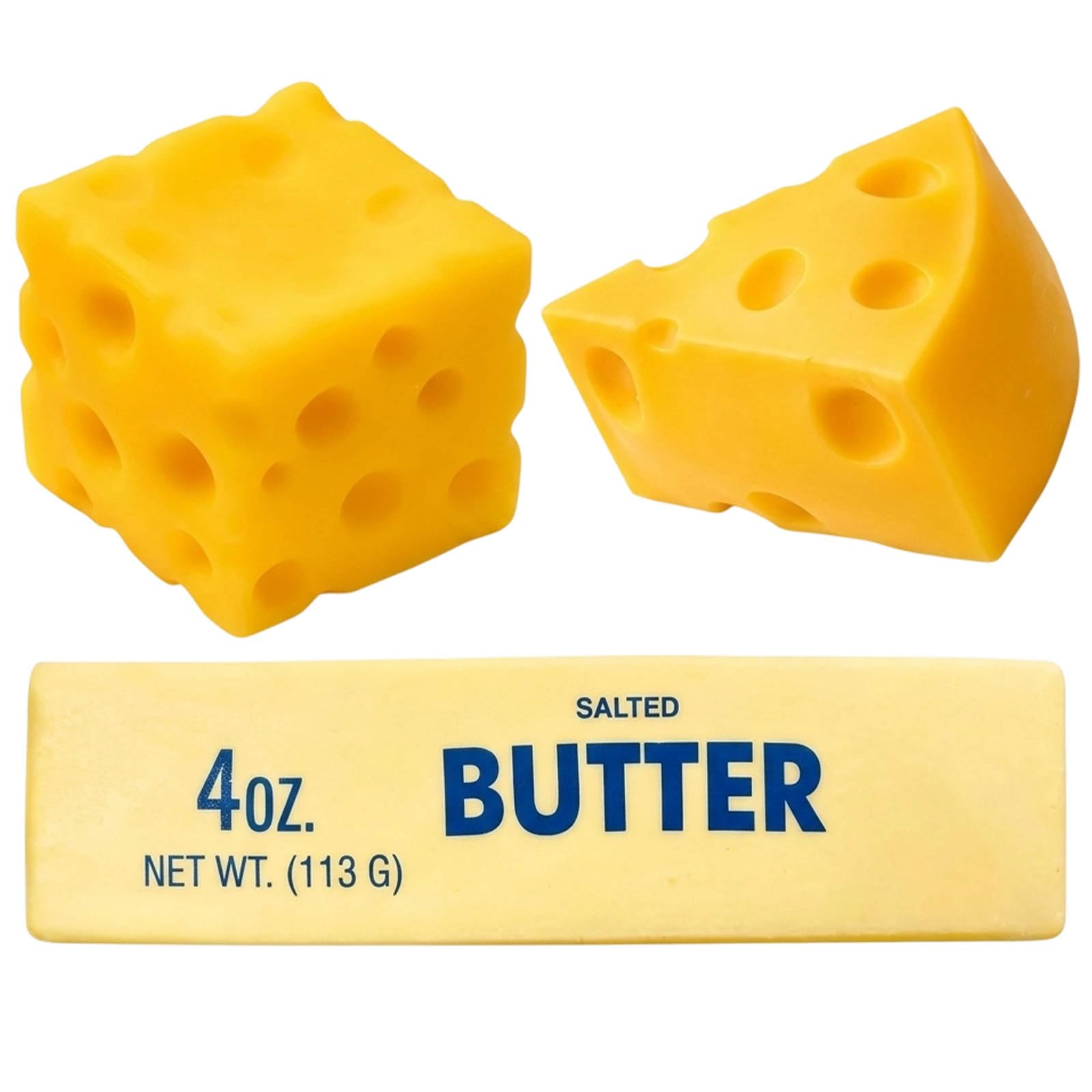 3 PCS Cheese Butter Fidgets, Stress Relief Block Stress Toys, Focus Enhancement, Birthday Party Bag Fillers, Sensory Toy for Students and Office Workers Home