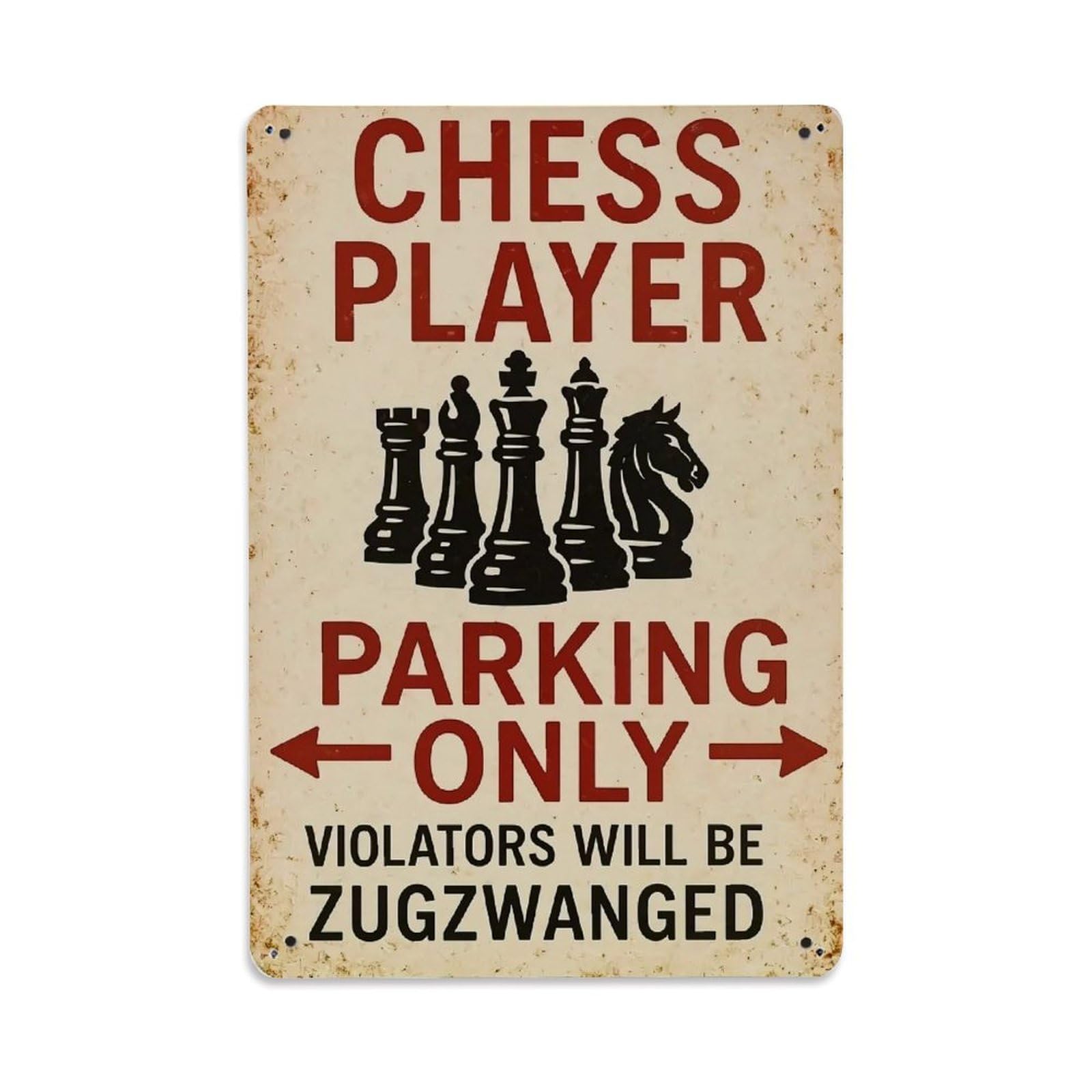 Jdfenggu Vintage Chess Player Parking Only Sign Retro Metal Tin Sign, Metal Poster For Bar, Home, Man Cave, Kitchen, Laundry Room Art Decor 8X12 Inch