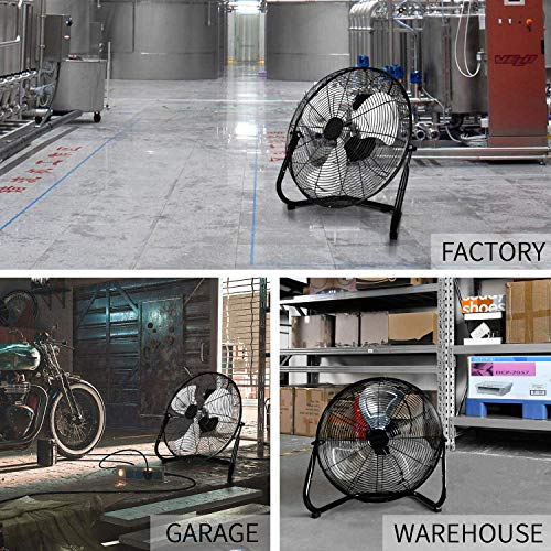 Healsmart 20 Inch 3-Speed High Velocity Heavy Duty Metal Industrial Floor Fans Quiet For Home, Commercial, Residential, And Greenhouse Use, Outdoor/Indoor, Black, 20" #TOP5