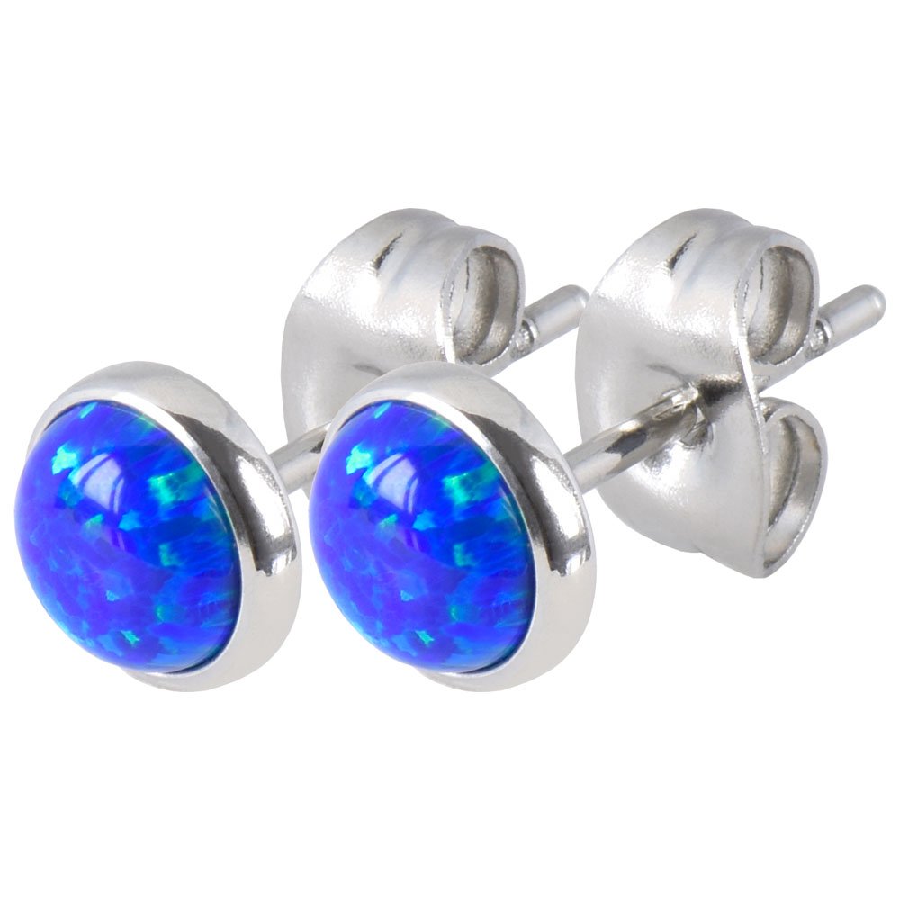 Weiße Opal-Ohrstecker Mit Zargenfassung – 6 Mm, 316L Chirurgenstahl, Für Sensible Ohren