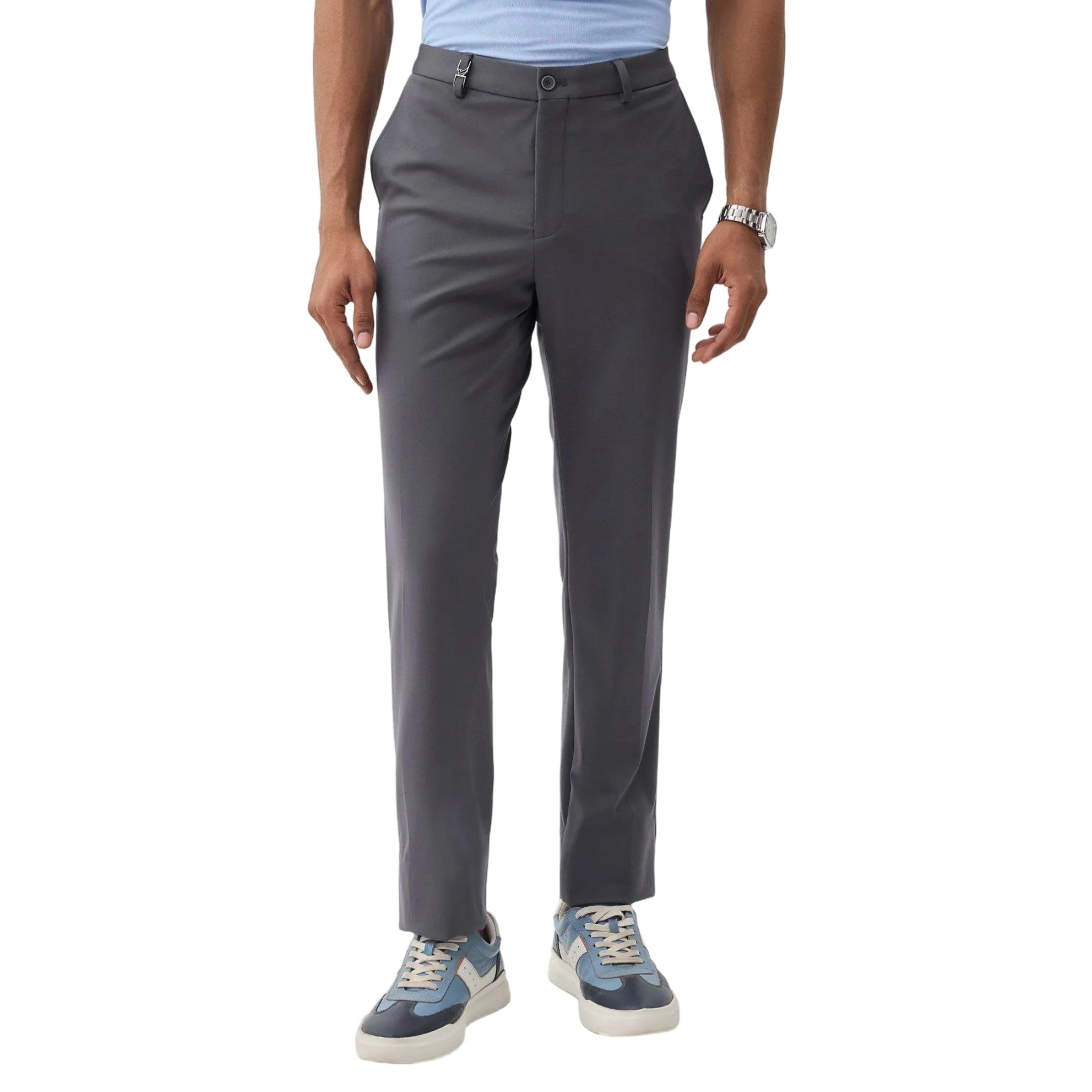 blackberrys Men's Solid Grey Slim-Fit Trousers |Smart Casual Wear-picture-26