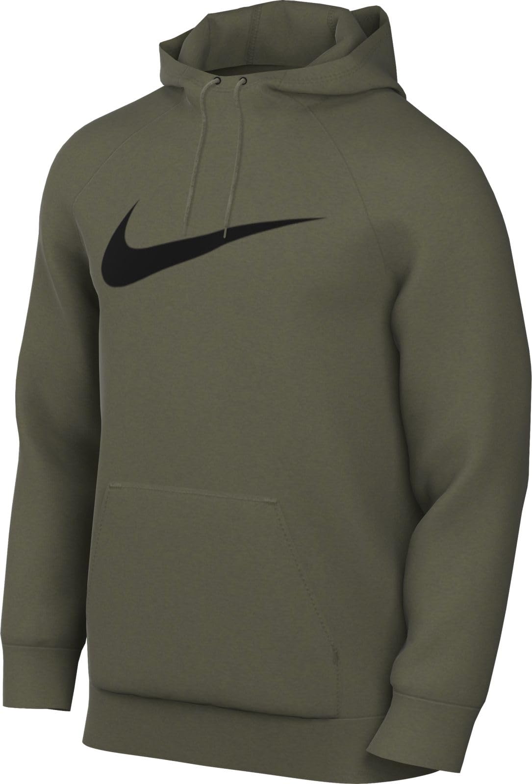 Nike Men's M Nk Df Hdie Po Swsh Hooded Long Sleeve Top, Medium Olive/Black, L