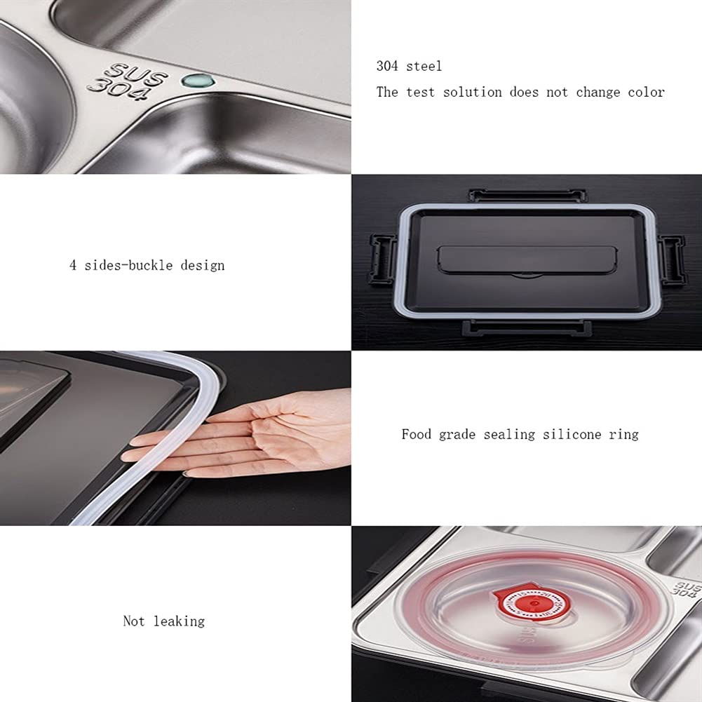 Piatti della Cena 304 Acciaio Inox Acciaio Inossidabile Pranzo Isolato Scatola for Pranzo Studente Adult Lunch Box Grande capacità Separata e Portatile Piastra di Dinning
