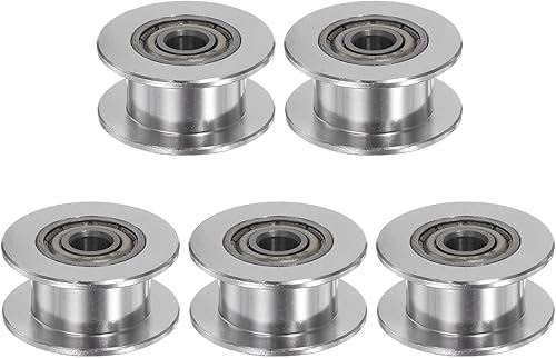 Miniatura 12 de HARFINGTON 5pcs 2GT Polea tensora 0.197 in diámetro 0.709 in diámetro correa dentada de aluminio sin dientes para 0.433 in ancho cinturón 3D Negro