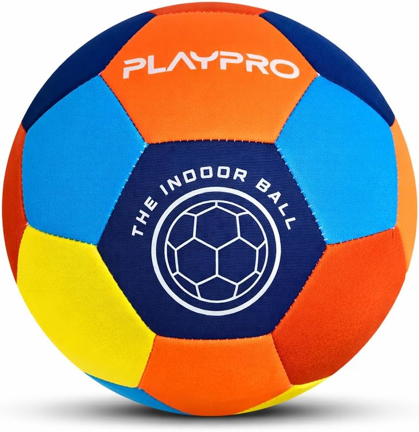Indoor Soccer Ball Size 4 – Soft Foam Fabric Soccer Ball for Kids – Safe Quiet Indoor House Ball for Home Play & Training