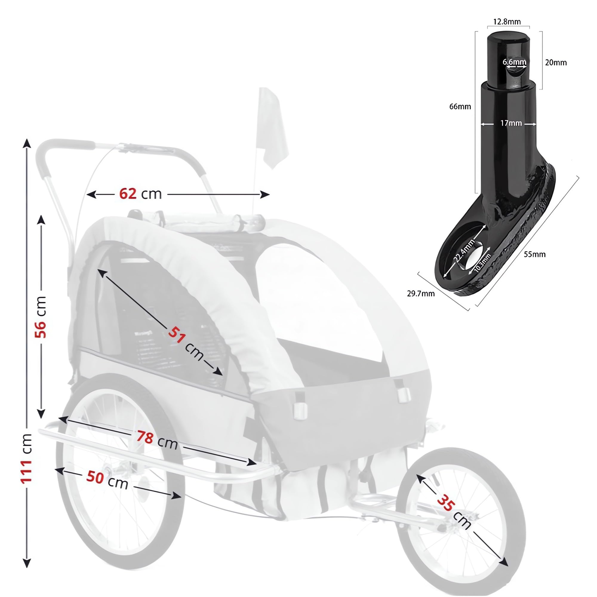 Rimorchio per Bicicletta per Bambini, 2 In 1, Tettuccio per Bambini, Schermi Anti-insetti e Anti-pioggia Arrotolabili, Rimorchio Pieghevole
