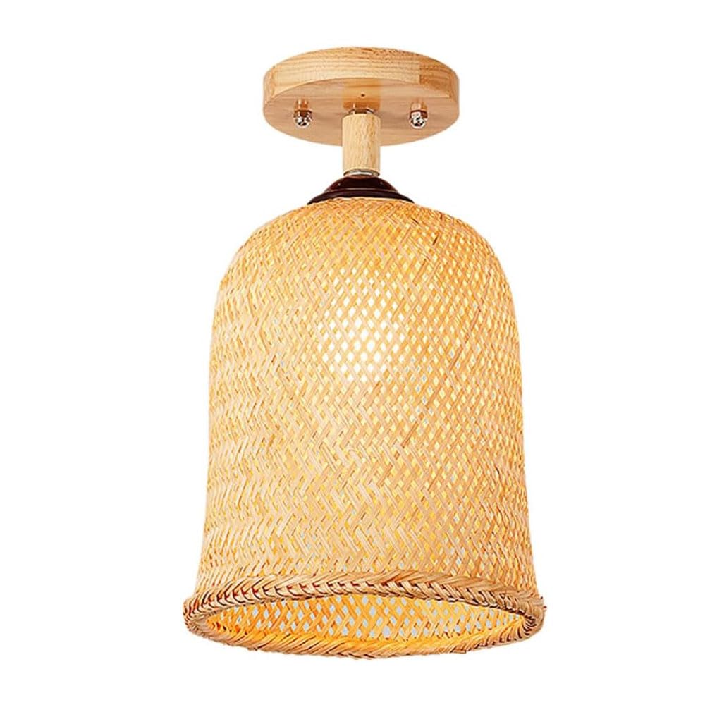 Abat-jour en osier pour plafonnier en bambou, luminaire de style chinois de salon