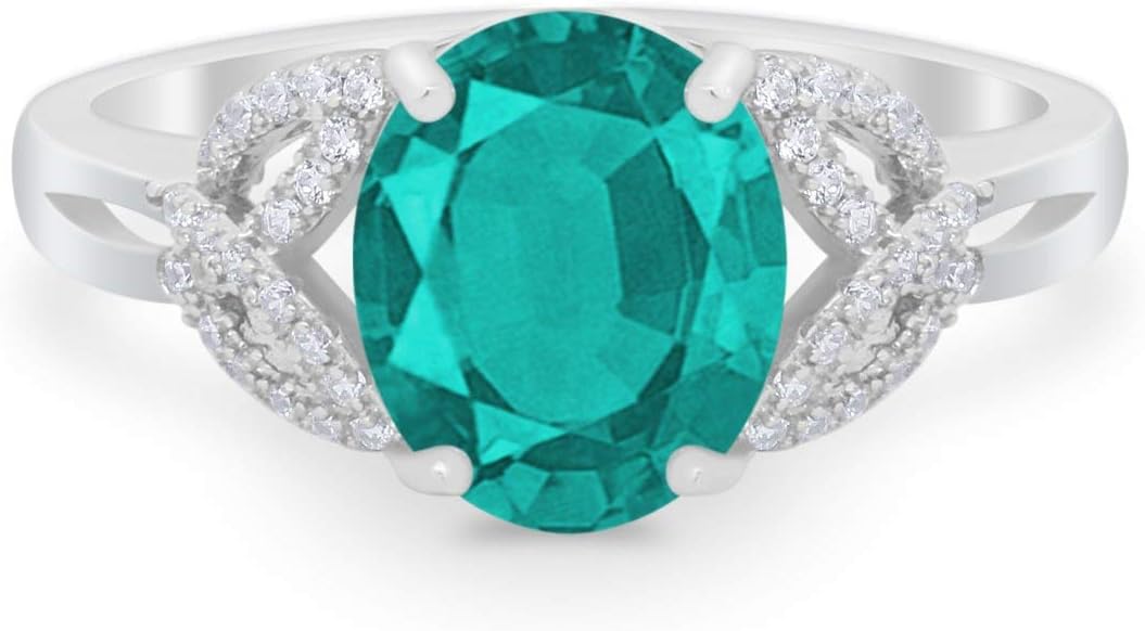 Blue Apple Co. Celtic Oval Wedding Engagement Ring Round Cubic Zirconia 925 Sterling Silver