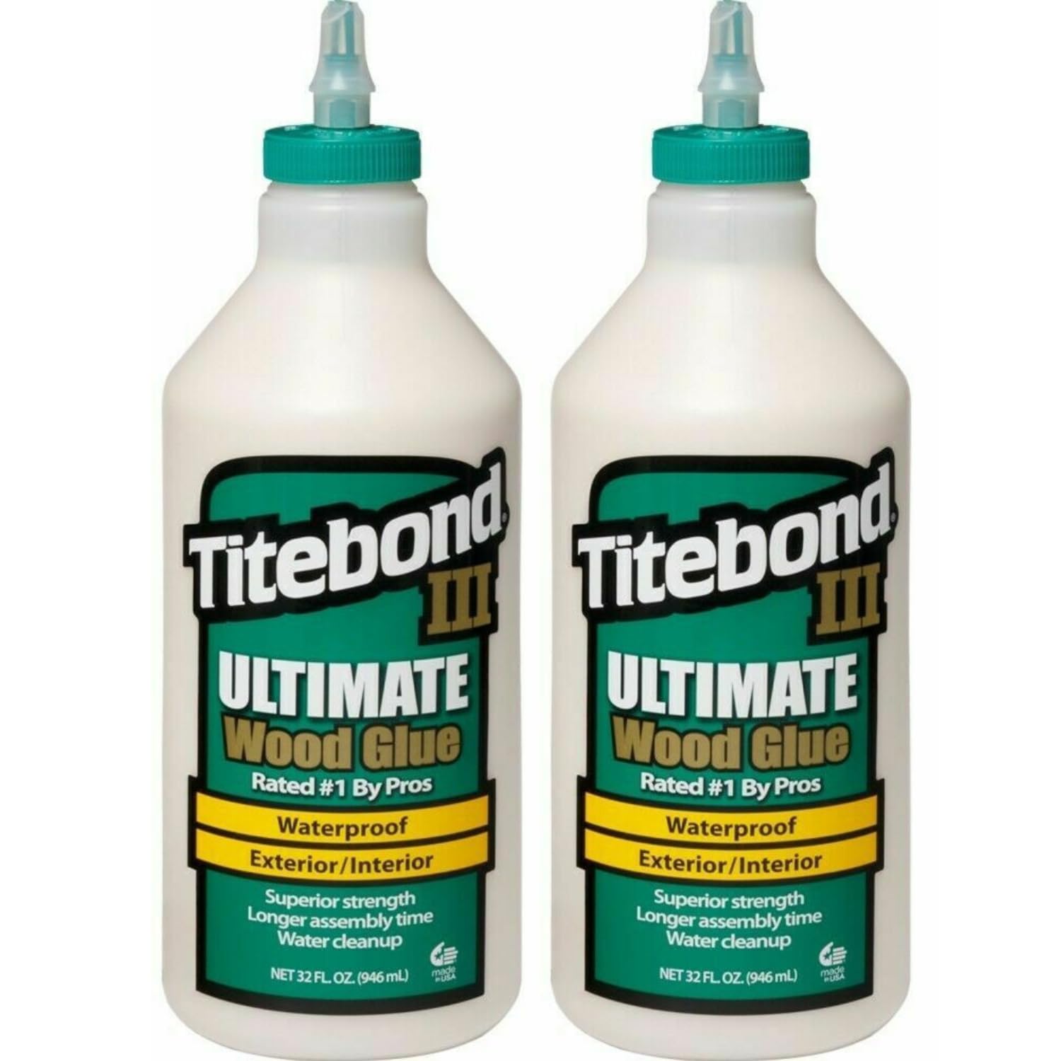 Titebond III Ultimate Holzleim 2 x 946 ml Wasserfester D4 Holzkleber für höchste Belastungen im Innen und Außenbereich Profi Set mit extrem starker Klebekraft und langer offener Zeit