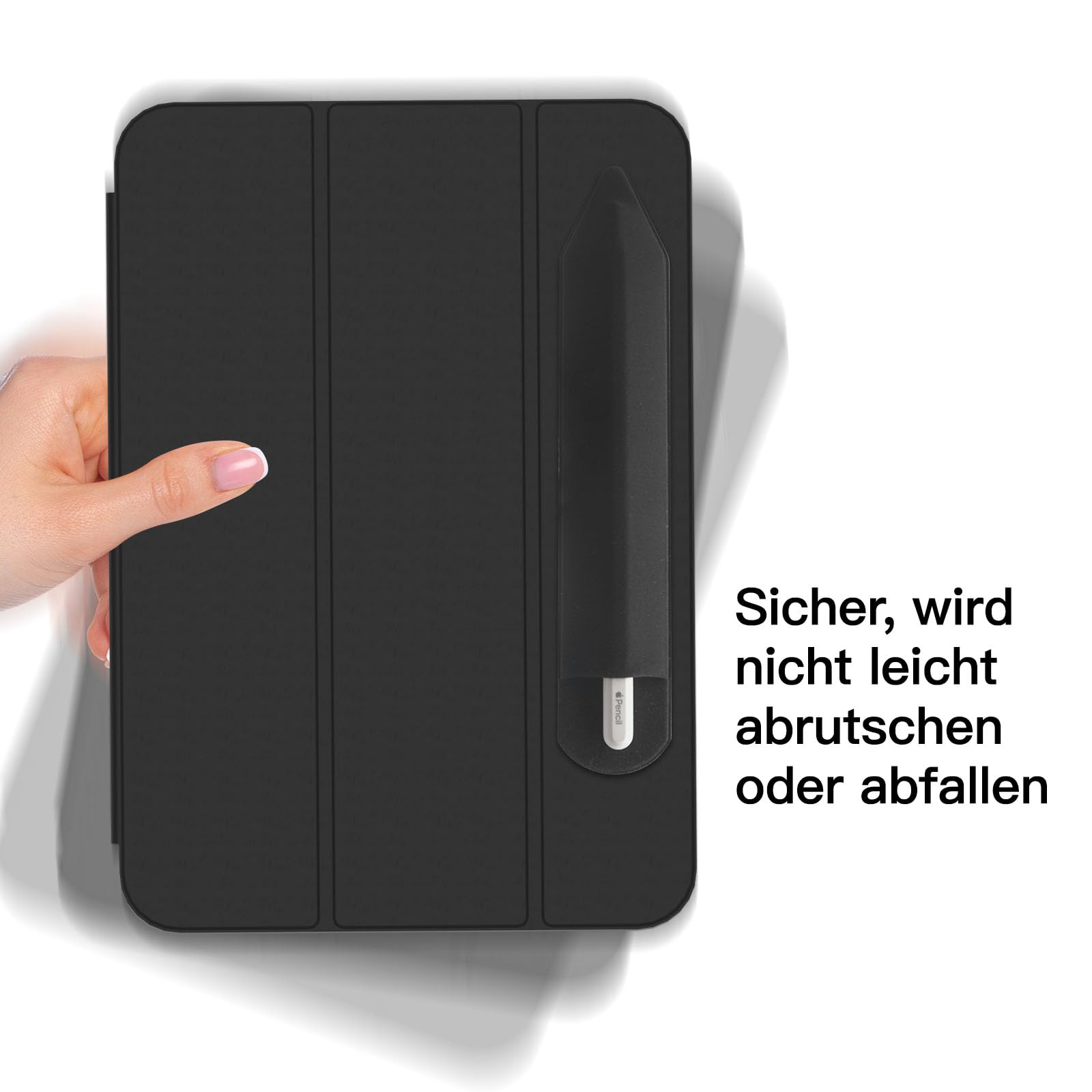 Apple Pencil Hülle für 1./2. Generation und Pro Modelle, Elastische Tasche mit Befestigungsfunktion an Tablets-Hülle, Schwarz