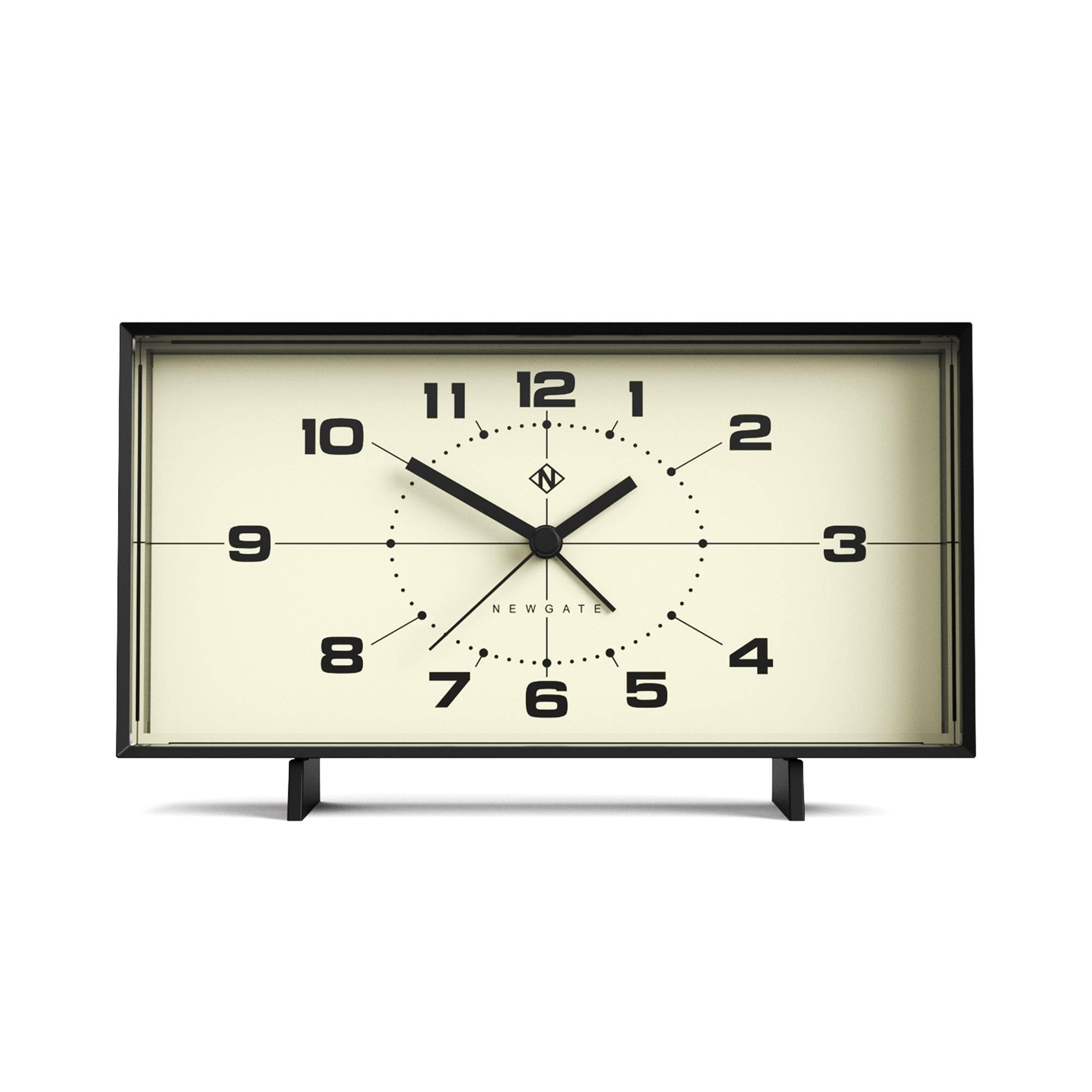 NEWGATEWideboy alarm clock | Rectangular retro design | Black | Mid century dial | Ideal for bedside, desk, mantel or shelf | Retro bedroom & office accessory