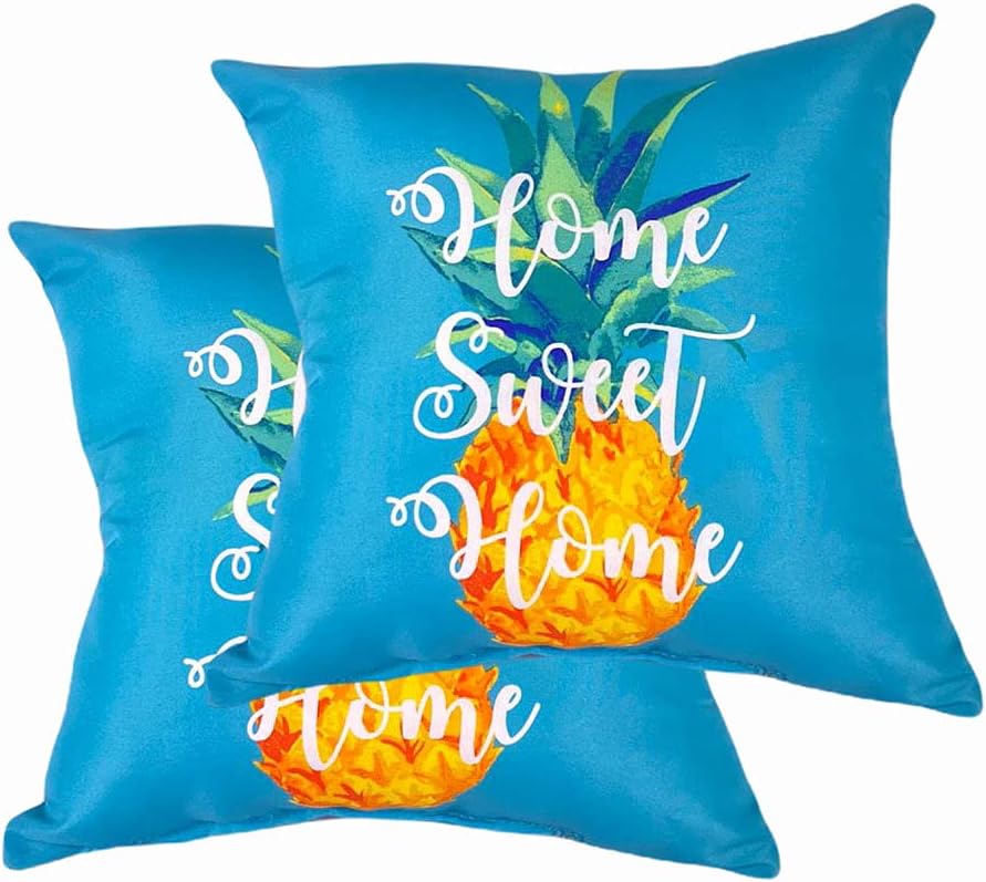 Comfort Classics Inc. Outdoor/Indoor Throw Pillow Home Sweet Home Blue Polyester (Set of 2) 15 x 15 in.