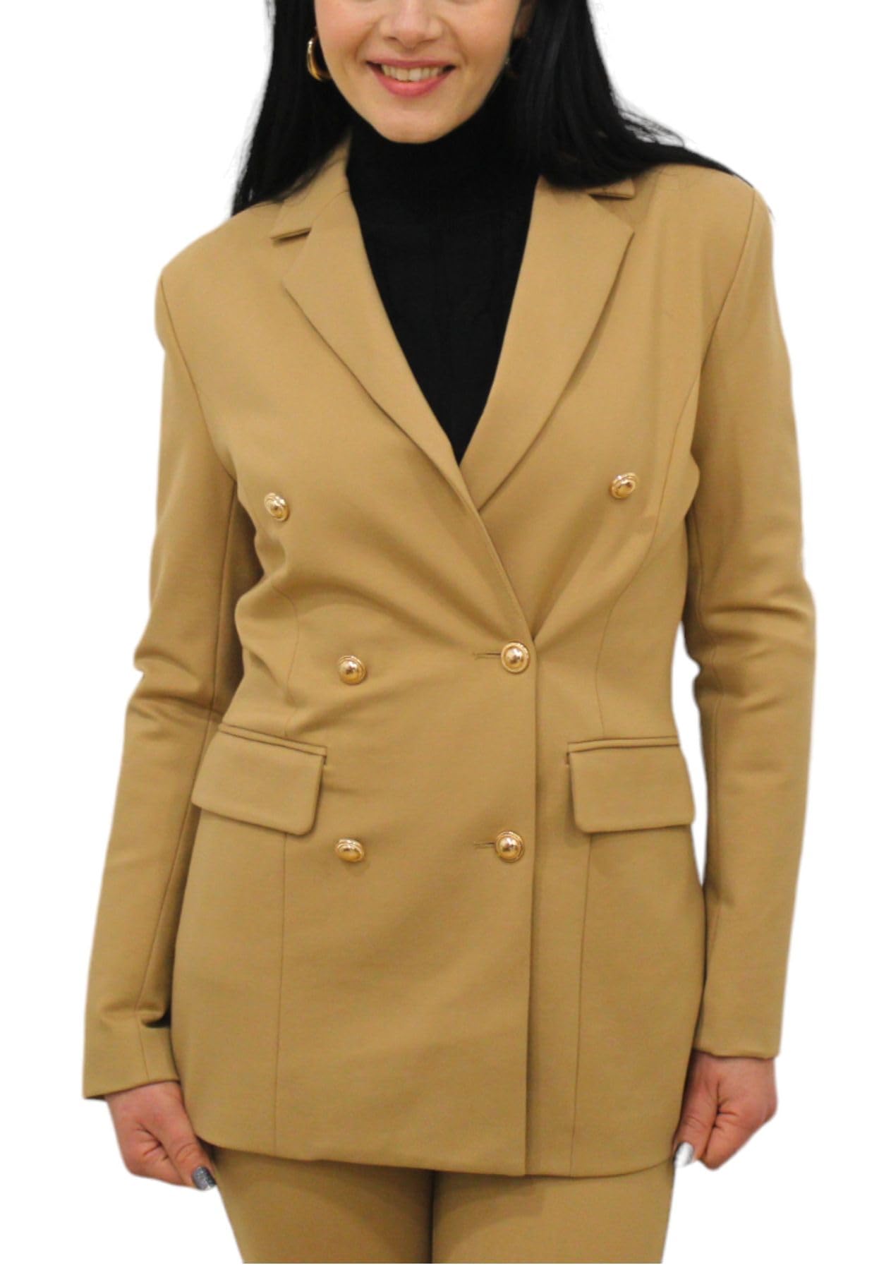 Gaudi Giacca Blazer in Punto Stoffa Doppiopetto 321BD34002 Marrone Chiaro Marrone S