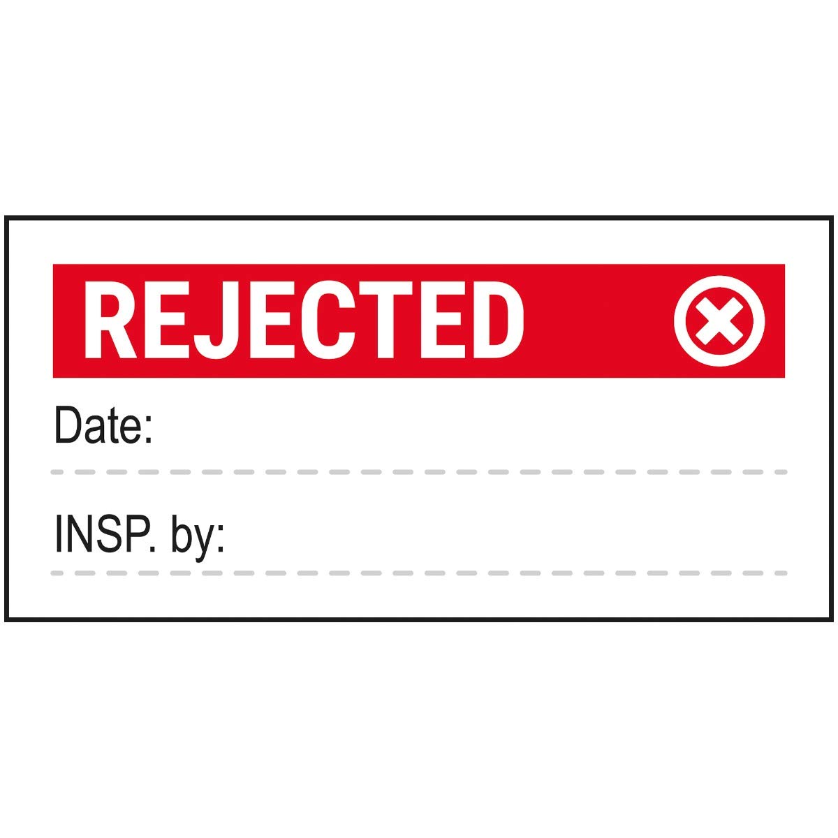 V Safety Rejected Write On Red Sticker - 51x25mm (Roll of 250), Green,Red
