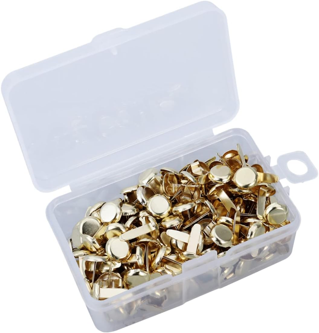 200 Piece Golden Round Metal Paper Fasteners for Craft Projects