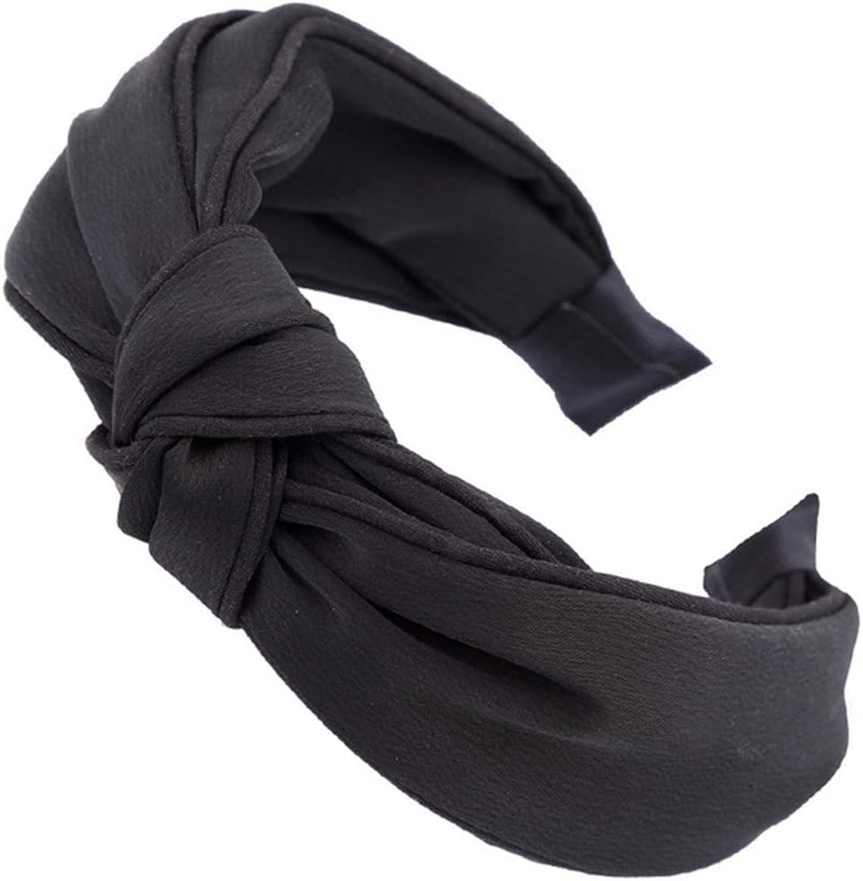 Headbands for Women - 1Pcs Hair Hoops with Cross Knot Hairbands with Cloth Wrapped Headwear Styling Tools Accessories for Washing Face Spa Mask Shower,Black