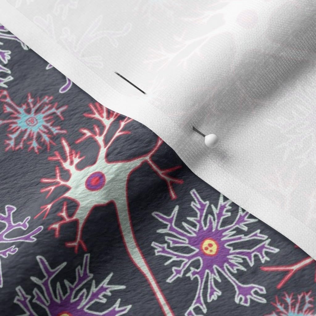 Spoonflower Fabric - Nerd Neurons Cells Geek Science School Printed on Minky Fabric by The Yard - Sewing Baby Blankets Quilt Backing Plush