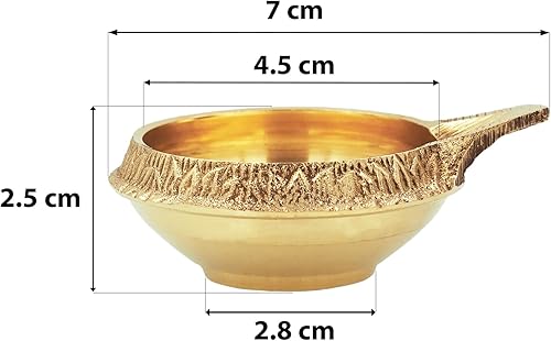 Miniatura 8 de Shubhkart Kuber - Juego de 6 lámparas de aceite profundo de latón macizo para puja y otros rituales religiosos Decoración del hogar, oficina y