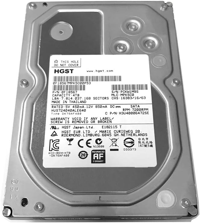 HGSTUltrastar 7K4000 4TB 64MB Cache 7200RPM SATA III (6.0Gb/s) 3.5inch Internal Enterprise Hard Drive -5 Year Warranty