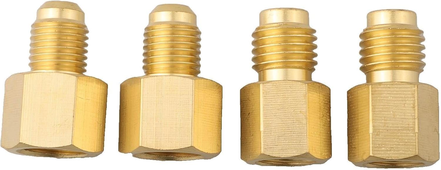 Brass Refrigeration Tank Adapter For ACME Thread Converter 1/2 in Female to 1/4 in Male Flare Fitting Vacuum Pump Adapter For HVAC Service Tool for Air Conditioning