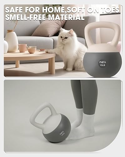 Miniatura 3 de PAETA Pesa rusa suave para fitness en el hogar, agarre antideslizante y diseño de mango ancho, juego de pesas rusas suaves, impacto suave para el