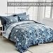 Anibedding Blue Comforter Set Queen Size 7 Piece Navy Botanical Gradient Leaves Ultra Soft Microfiber Down Alternative Bedding Set Lightweight Reversible Bed Comforter Set for All Season 90