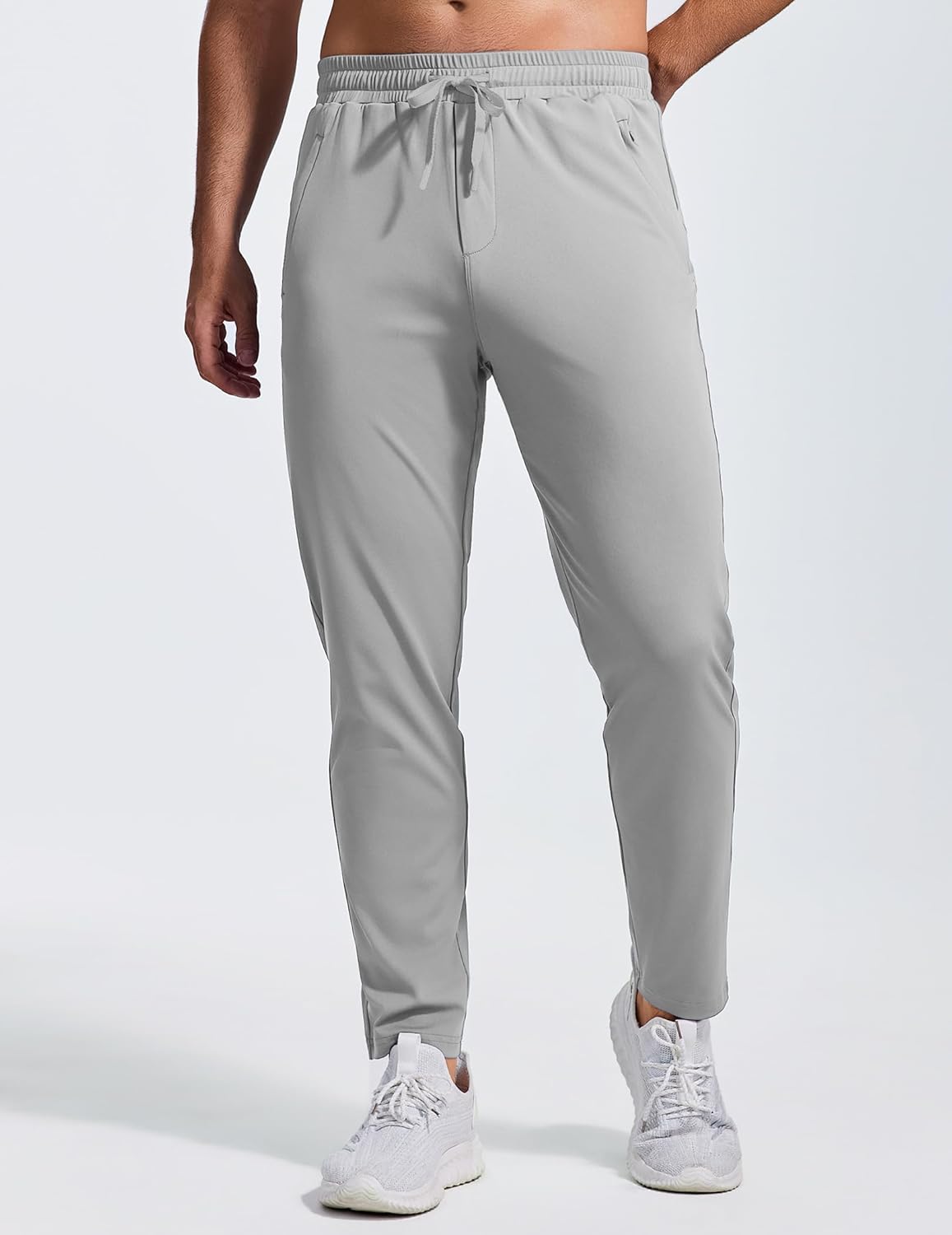 PINSPARK Mens Joggers with Zipper Pockets Lightweight Athletic Track Pants Quick Dry Workout Gym Sweatpants for Men