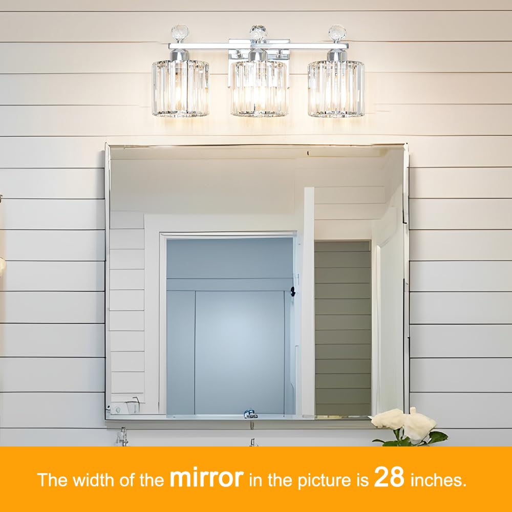 Moderna lámpara de tocador de baño de cristal, 3 luces, accesorios de iluminación cromados sobre el espejo, lámparas de pared vintage de baño, lámparas de pared de cristal para baño, sala de estar 2