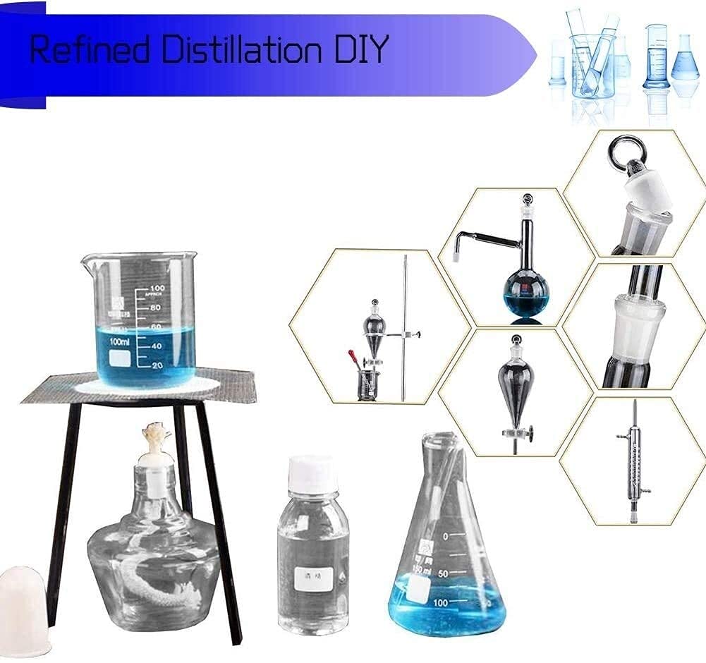 HUILE Kit de destilación 500 ml, Kit de destilación fraccional de destilador de Aceite, aparatos de destilación de Vidrio, Equipo de destilación al vacío, Kit de cristalería de Laboratorio de química