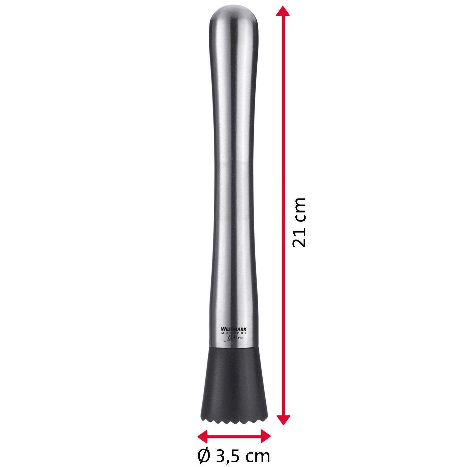 Westmark Caipirinha Tłuczek barowy, Seria Monopol, Długość: 21 cm, Stal nierdzewna/Tworzywo sztuczne, Sol, Srebro/Czarny, 62793360