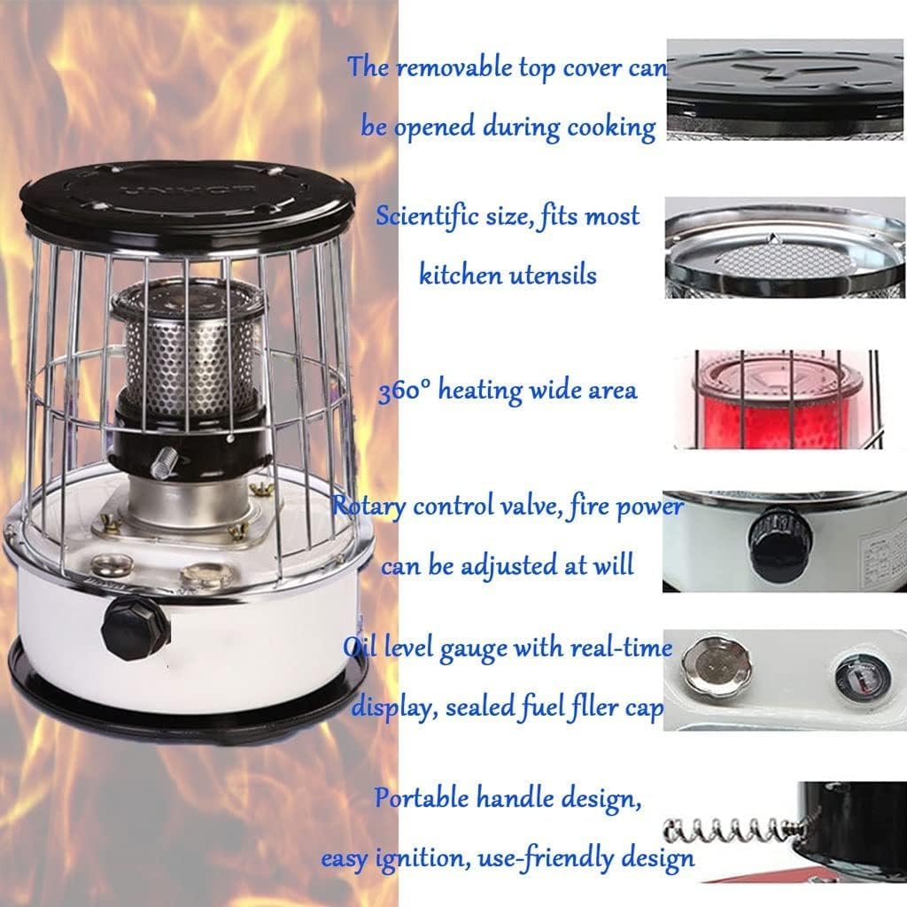 Portable Kerosene Stove Heater with Wicks,Le Kerosene Stove Burner 6.0 L Capacity, Non Electric Camping Heaters/One Color/33X33X46Cm (One Color 33X33X46Cm)