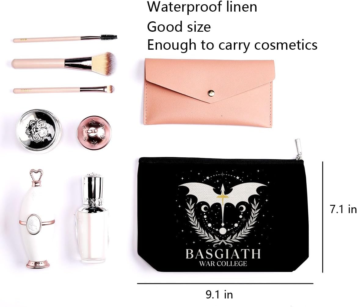 Fourth Gift Merch Makeup Bag Inspired Fantasy Book Lover Gifts 4th Wing Bookish Dragon Merchandise Christmas Thanksgiving Birthday Gifts for Women Girls Travel Toiletry Makeup Organizer Zipper Pouch - Image 3