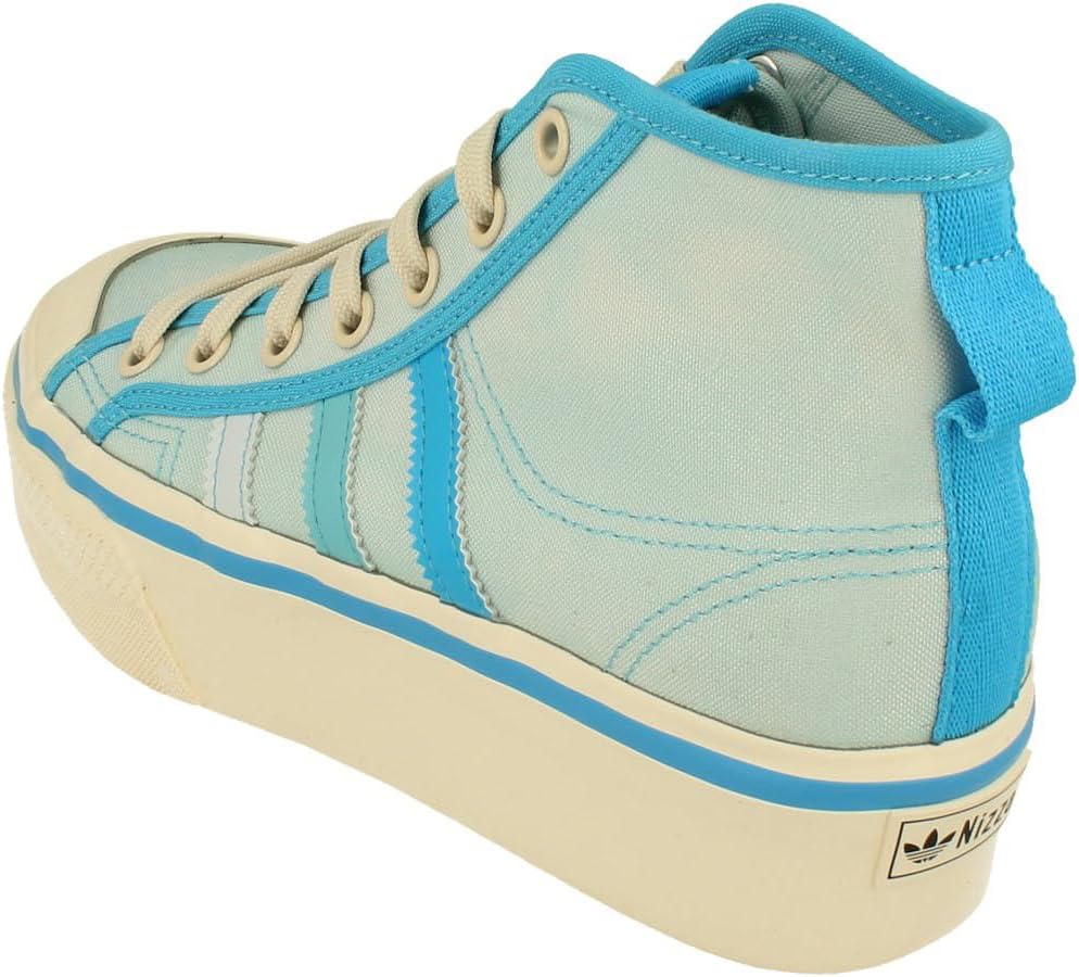 adidas Originals Nizza Platform Mid Womens Trainers Sneakers (UK 4.5 US 6 EU 37 1/3, Blue White GX4604)