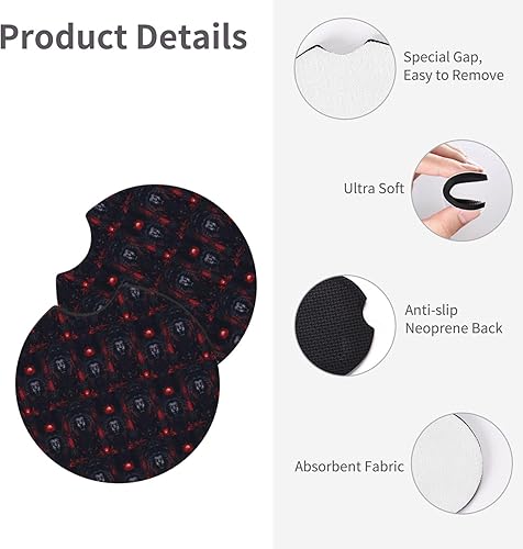 Miniatura 3 de 2Pcs Car Coasters for Women Men - Cool Dark Red Lion Print 2.7 Inch Car Cup Coasters, Universal Non-Slip Silicone Auto Mug Mats Recessed Decorations