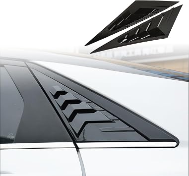 for Hyundai Elantra 2021 2022 2023 2024 Sport Style Rear Side Window Louvers Air Vent Shades Panel Cover Auto Exterior Decoration Trim Accessories 2pcsBright Black