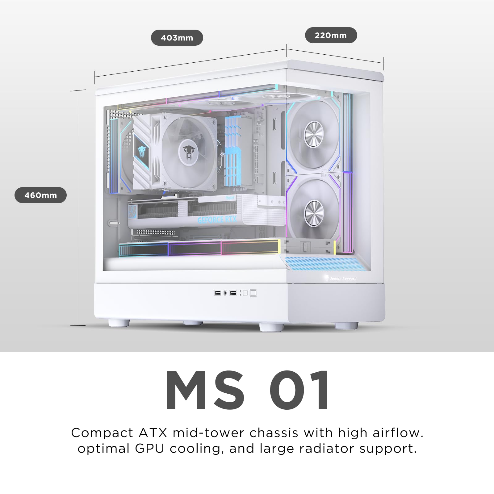 TZMRIT MS-01 Micro ATX Computer Gaming PC Case (bianco)