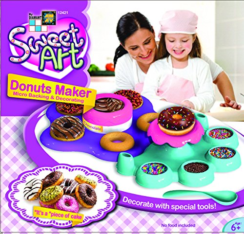 Amav Toys- Edible Sweet Art for Kids. Donut Maker Activity Set Using Microwave Baking with All Utilities Included - Make Your Own Delicious Donuts