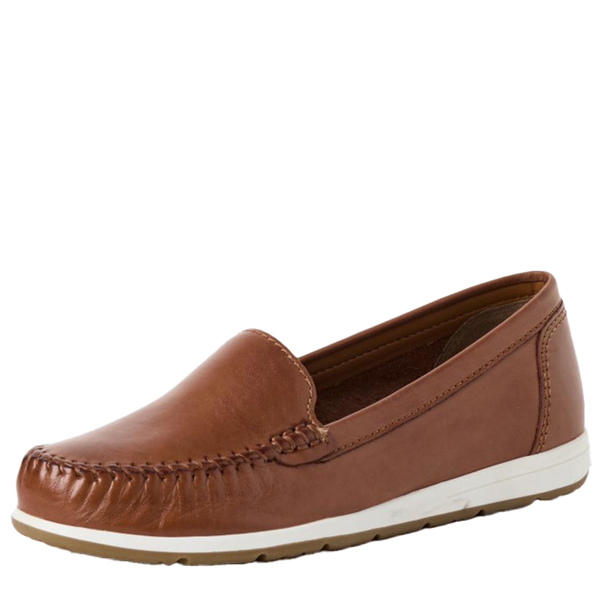 MARCO TOZZI Women Moccasin Soft Feel Me Footbed Leather Modern, Brown (Cognac), 5.5 UK