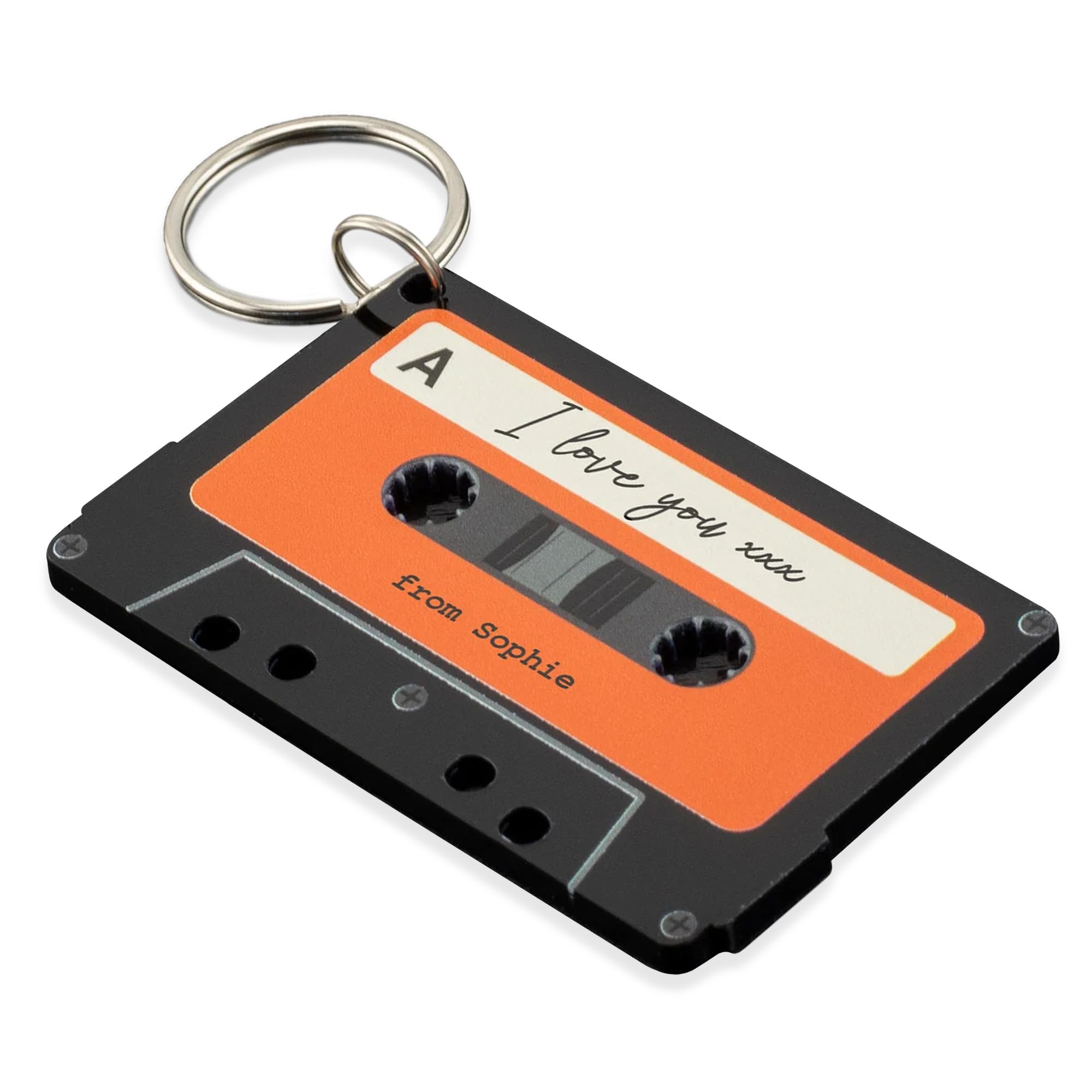A1 Graphics Ltd Personalised Song Message Cassette Keychain Custom Song Retro Tape Keyring (Black)