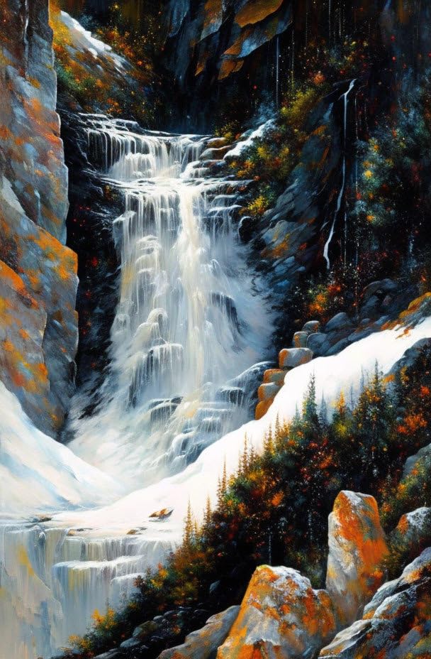 Toile pour habiller un grand mur vide cascade abstraite 58x90 cm