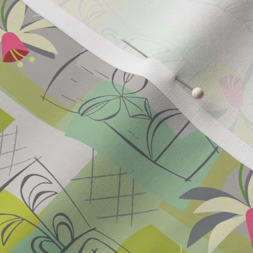 Spoonflower Fabric - Mint Tiki Hawaiian Head Polynesian Vintage Tropical Mid Century Retro Printed on Petal Signature Cotton Fabric by The Yard - Sewing Quilting Apparel Crafts Decor