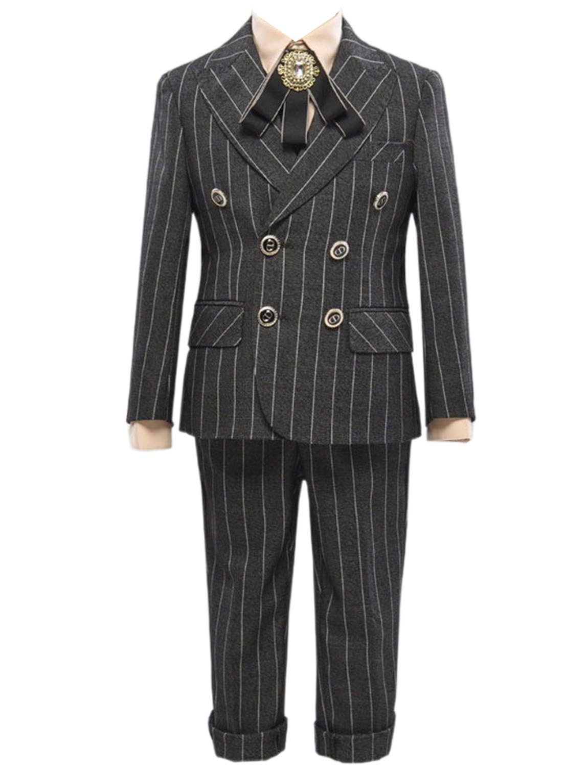 Costume garçon à rayures smoking confortable qui ne plisse pas - 6