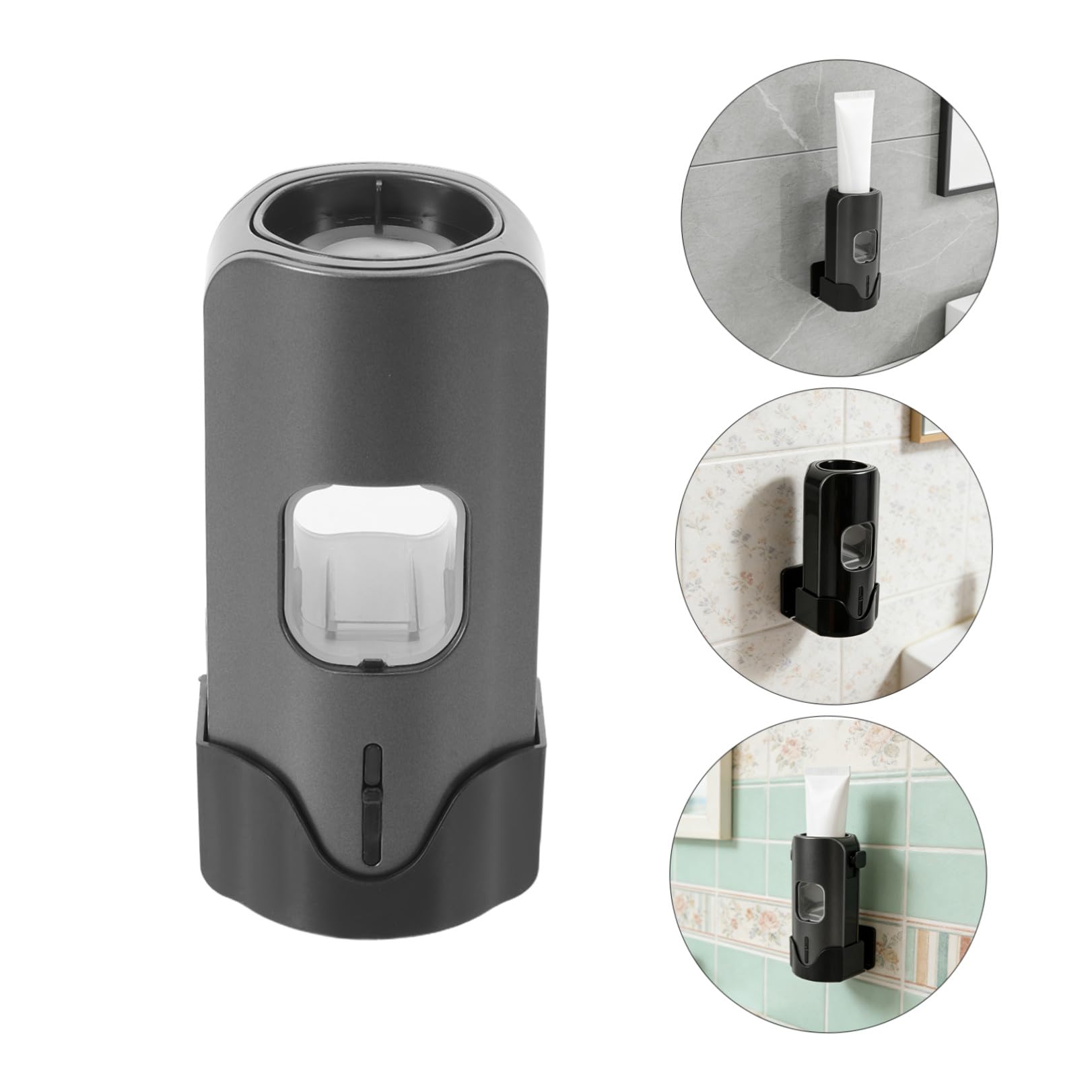 BESTOYARD Dispenser Dentifricio Automatico Nero in Plastica con 2 Scomparti per Spazzolini, Dosaggio Preciso e Drenaggio Acqua, Porta Spazzolini da Parete per Bagno e Hotel