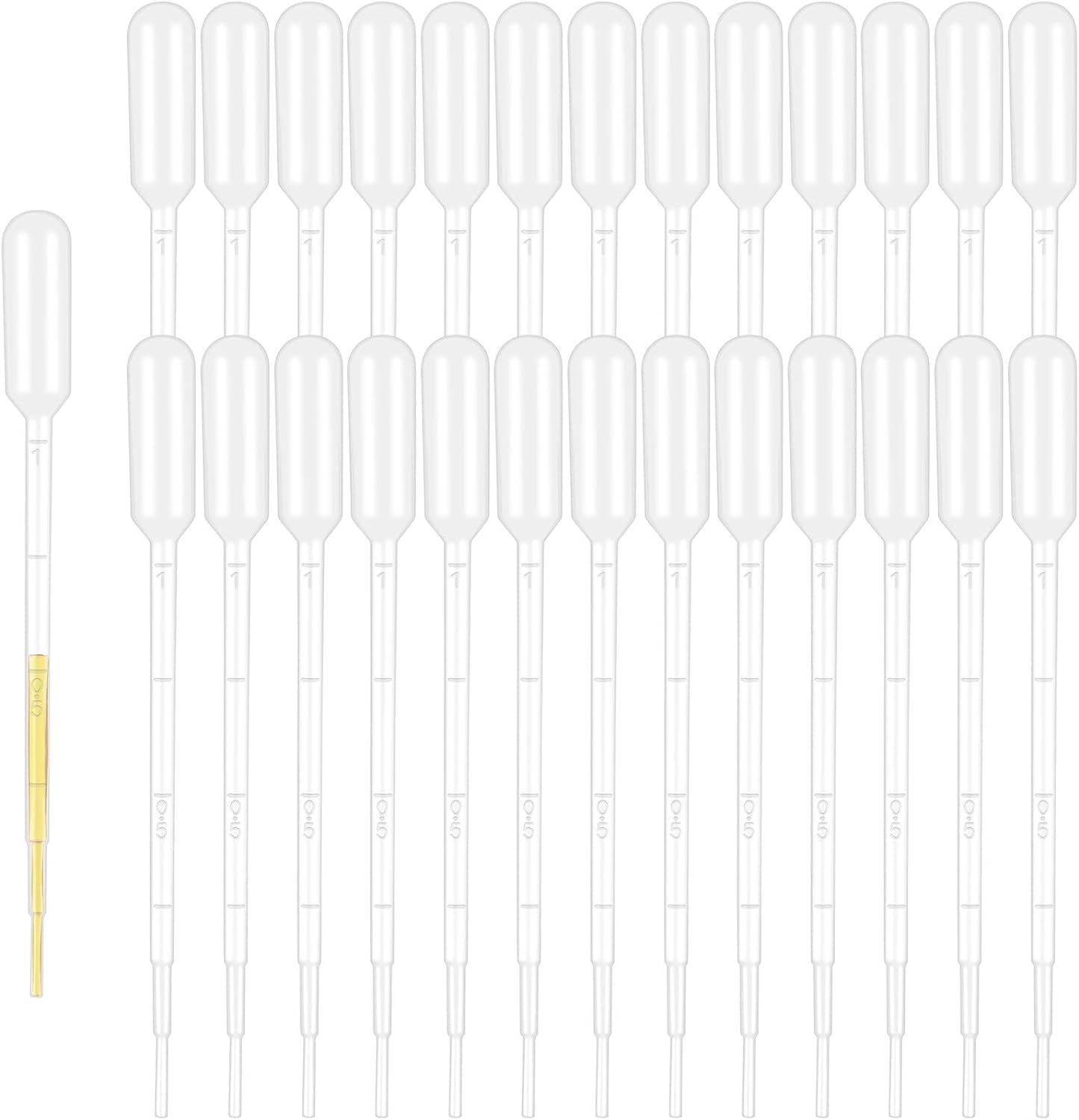 100 PCS Premium Disposable Plastic Transfer Pipettes, Clear Graduated Eye Dropper for Essential Oils, Home Use, Science Class, Lab Experiments (1ml)