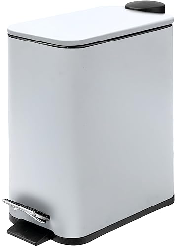 Bote de basura pequeño de acero inoxidable con tapa y pedal de escalón, cubo de basura de cierre suave de 6 litros1.6 galones con cubo interior