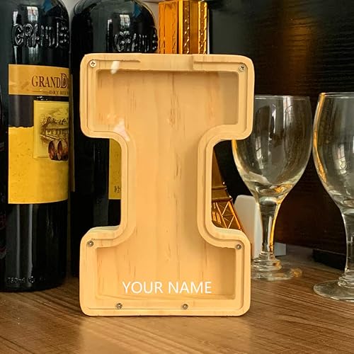 26 bancos de letras personalizados banco de monedas niños alcancía láser nombre personalizado letra madera alcancía