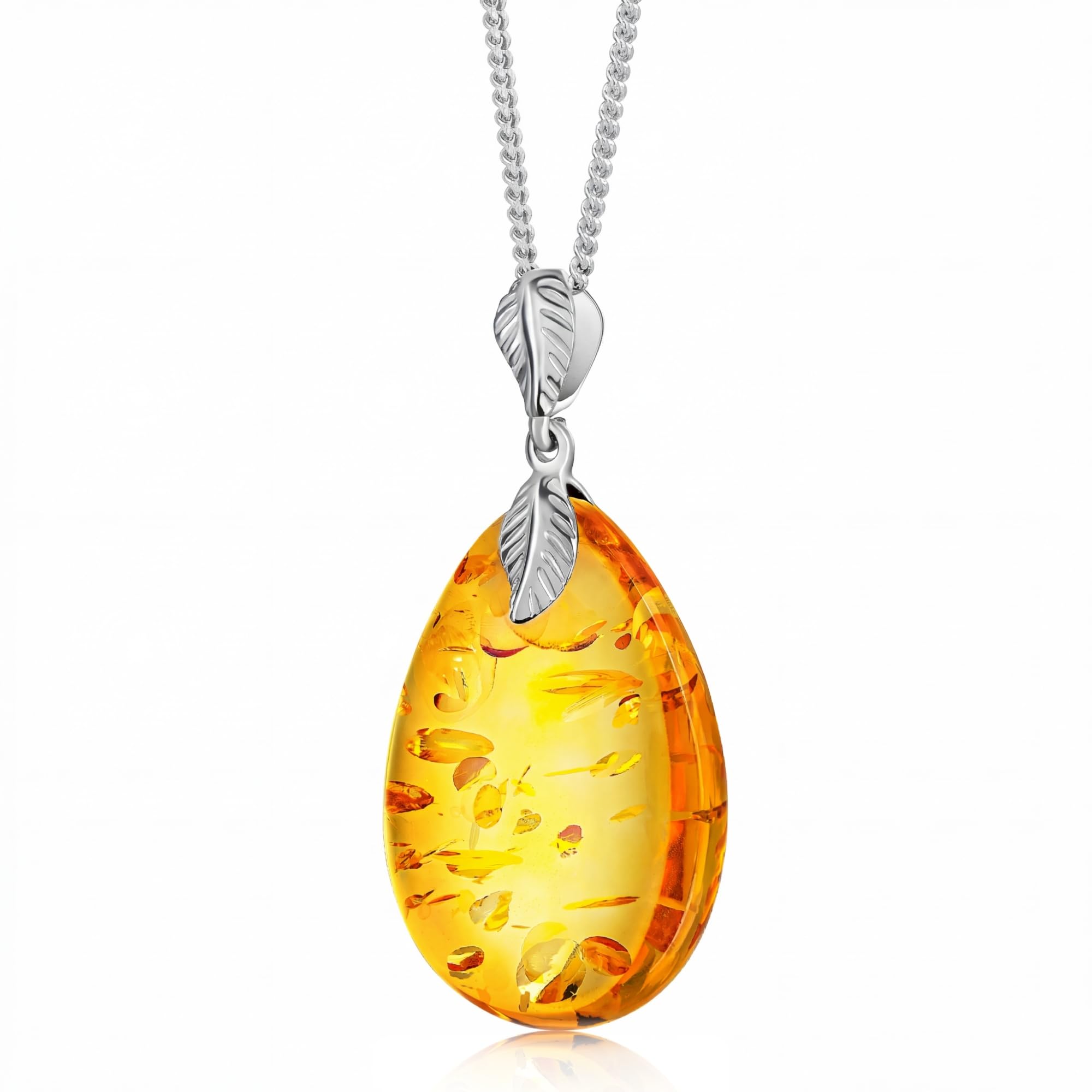 Natural Baltic Amber Cognac Drop Pendant by Mazukna
