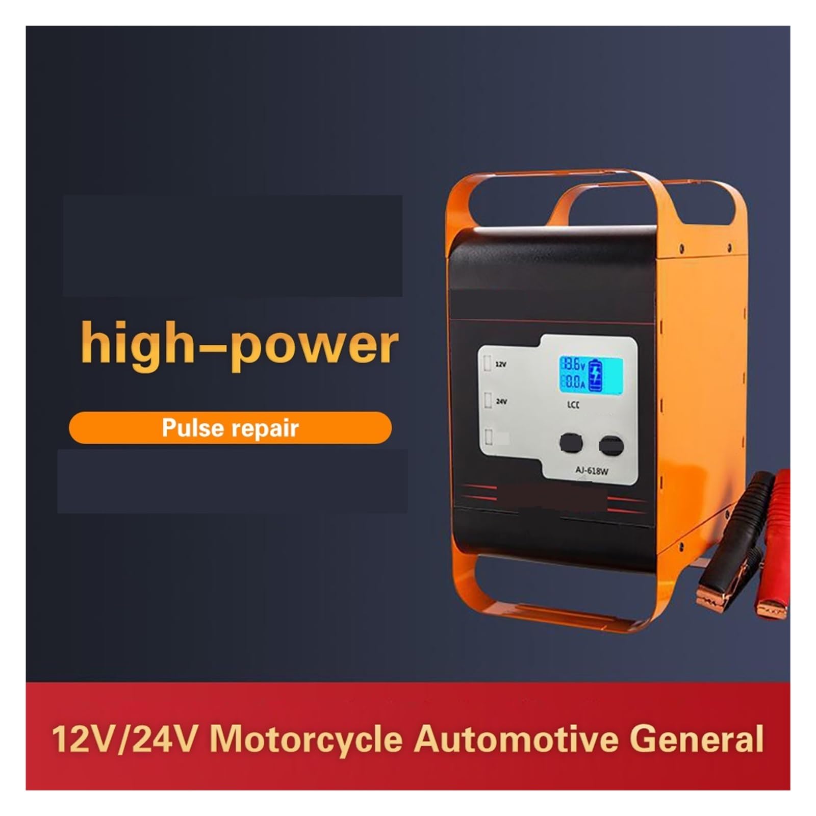 Chargeur De Voiture 400W/600W 12V 24V Camion Batterie Automobile 50A/30A for Au Plomb Facile à Utiliser(Yellow)