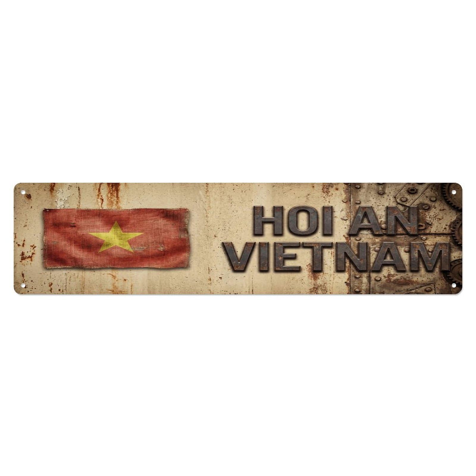 Tgrcjimh Style Metal Tin Sign Vintage Hoi An Vietnam Flag Decor Rustic Travel